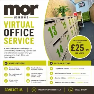 ❓WHAT IS A VIRTUAL OFFICE? 📨

Our Virtual Offices are the perfect solution for Businesses which require a professional address, whether that’s to;

✅ Increase prescence in the local area
✅ Ensure your personal address is kept private
✅ Level up your professional image

🤝Our service is designed to be flexible, affordable and reliable ensuring we can work with businesses large and small!

📞To find out more or to get signed up, get in touch using the details on the poster 

#virtualoffice #virtualworkplace #morworkspace #newquay #cornwall